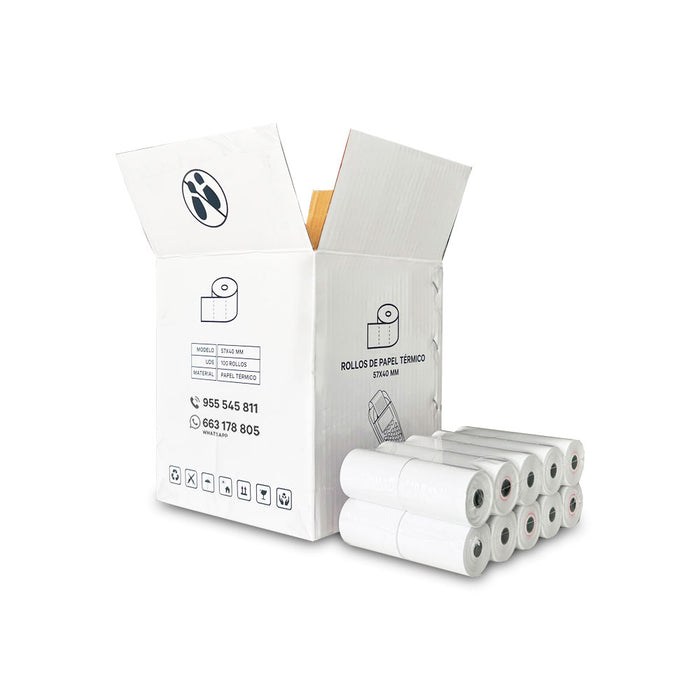 100 rollos papel térmico para datafonos 57 x 40  mm Sin Bisfenol