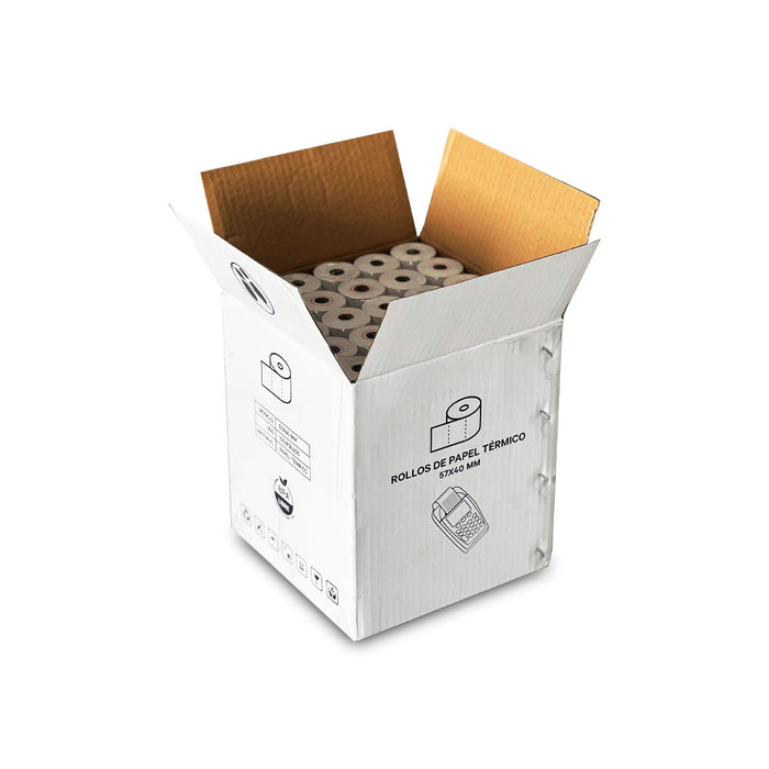 100 rollos papel térmico para datafonos 57 x 40  mm Sin Bisfenol