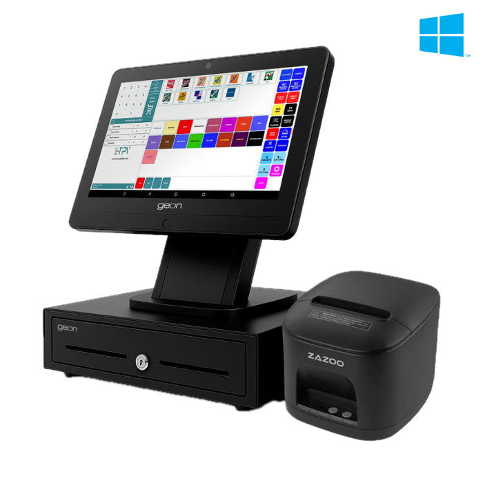 KIT TPV + EASY POS Windows GEON SUNPOS N97 | Intel N97 | 8GB RAM | 128GB | 15.6” | Cajón + Impresora