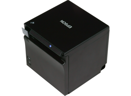 Epson TM-m30II C31CJ27112 negra, vista oficial con tapa de papel abierta