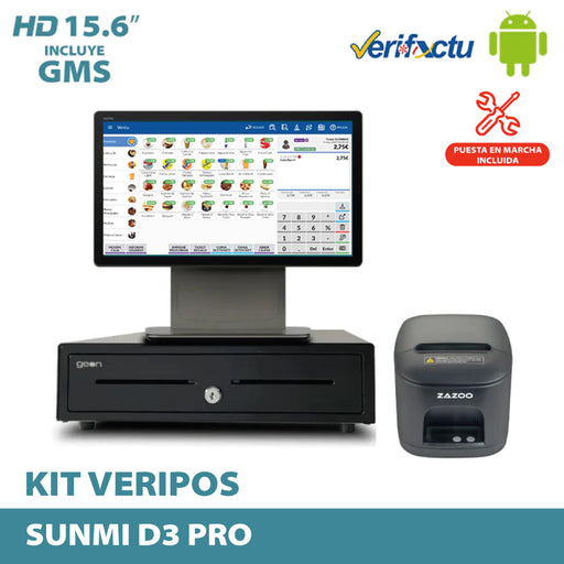 Kit SUNMI D3 PRO GMS: SUNMI D3 PRO Qualcomm hexacore/4GB/64GB/15,6" · VERI*POS