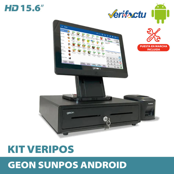 KIT TPV GEON SUNPOS ARM CORTEX-155/4GB/32GB/15.6" Android · VERI*POS