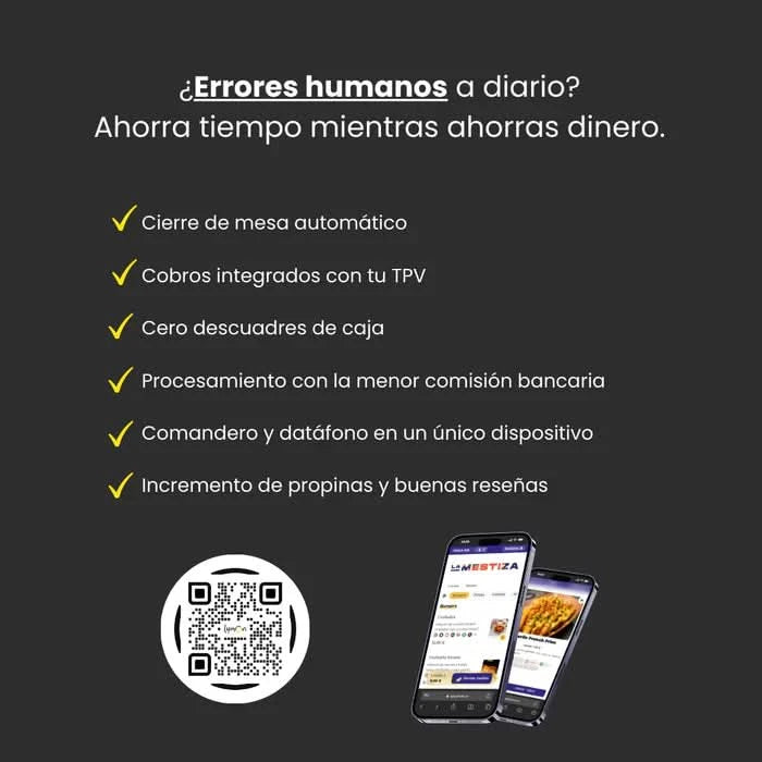 Datáfono inteligente blanco  + licencia de Lymon Operativa "EN EL LOCAL" con 30 días de prueba + puesta en marcha + 25 peanas en T con QR Lymon estándar