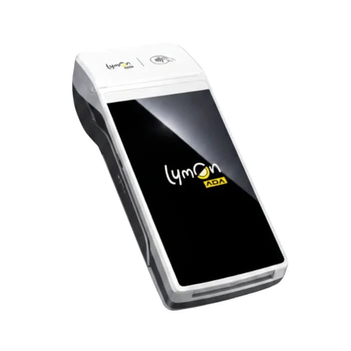 Datáfono inteligente blanco  + licencia de Lymon Operativa "EN EL LOCAL" con 30 días de prueba + puesta en marcha + 25 peanas en T con QR Lymon estándar