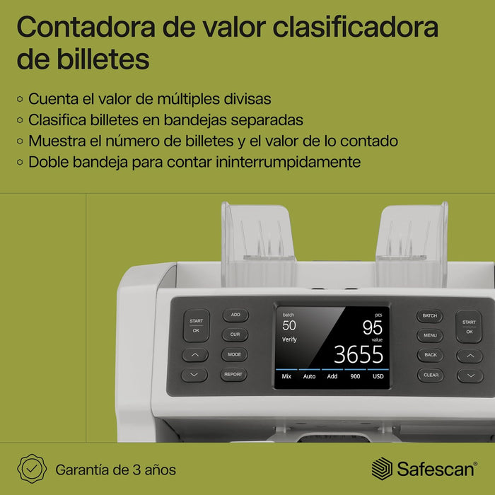 Safescan 2985-SC Contadora de billetes y clasificador