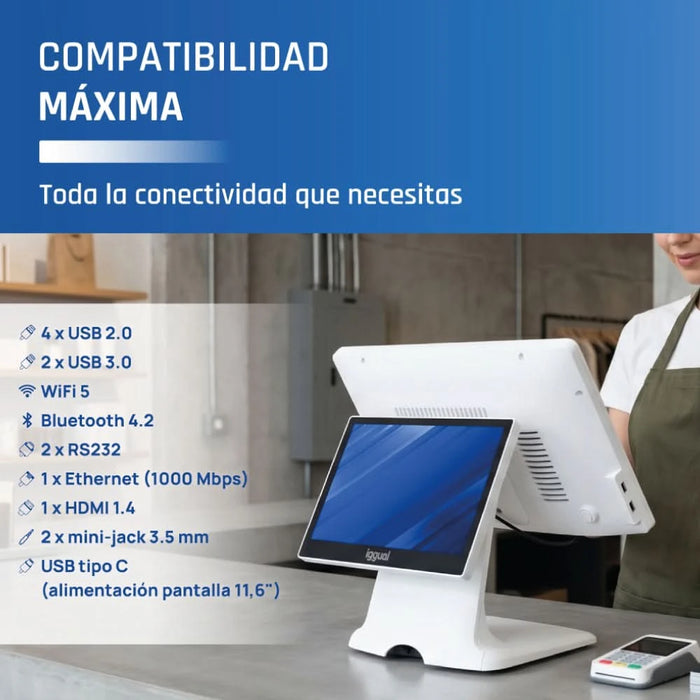 TPV Windows iggual Dual | Intel Core i5-8350U | 8GB RAM | 256GB SSD | 15,6" + 11,6"