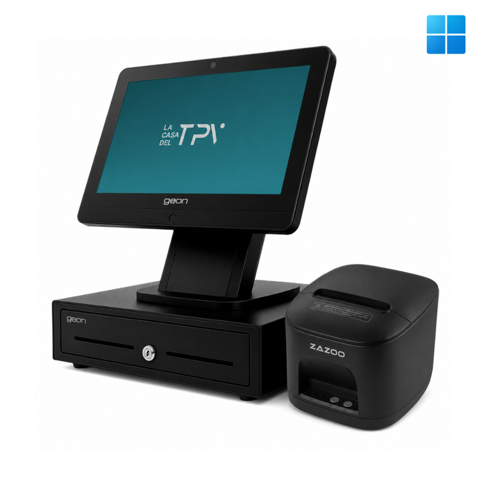 Pack TPV Windows SUNPOS J6412 | Intel J6412 | 8GB RAM | 128GB | 15.6” | Cajón + Impresora | Last.app