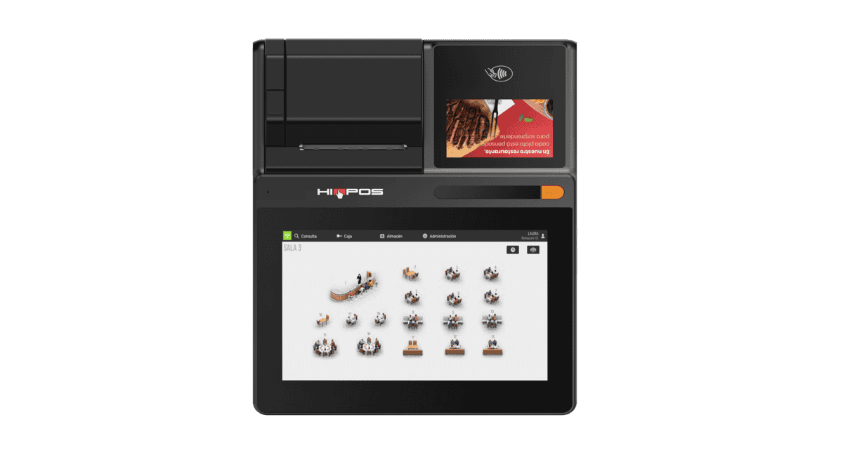 TPV Android HIPOSGO+ | Quad-Core RK3568 | 4GB RAM | 32GB | Pantalla 10" | Impresora 80mm | NFC