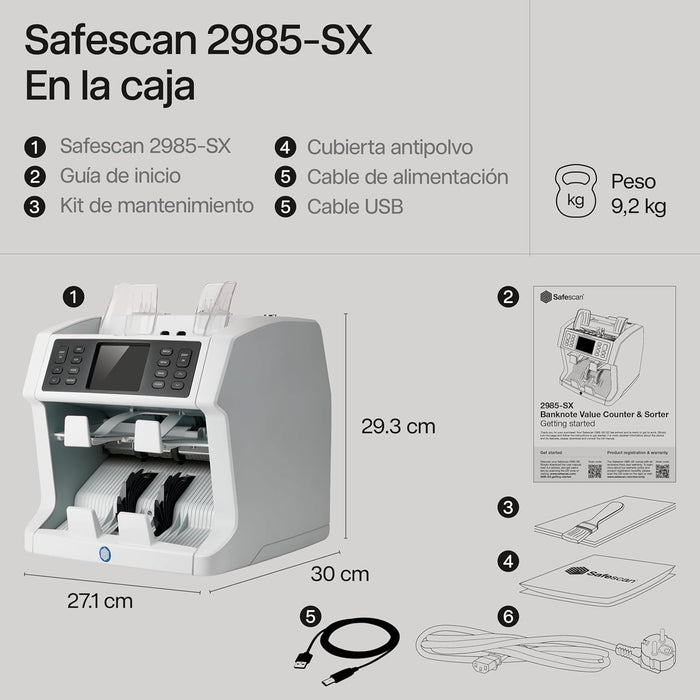 Safescan 2985-SC Contadora de billetes y clasificador