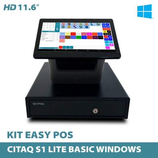 KIT TPV + EASY POS Windows CITAQ S1 Lite | Quad-Core J6412 | 4GB RAM | 128GB SSD | 11.6" | Impresora 80mm | + Cajón