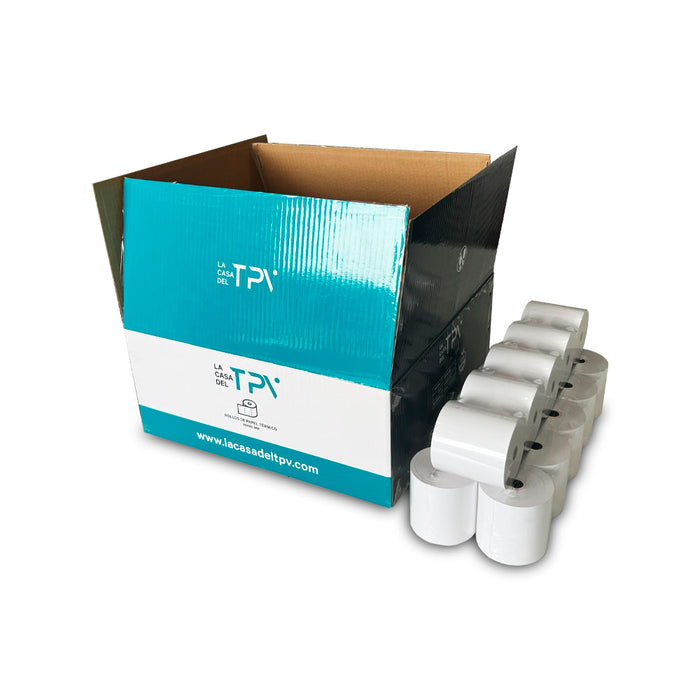 Caja 192 rollos papel térmico 80 x 80 x mm Sin Bisfenol