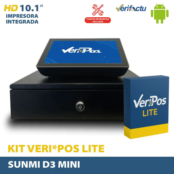 KIT TPV Sunmi D3 Mini QUALCOMM HEXACORE/3GB/32GB/10.1" · VERI*POS LITE