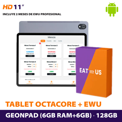 TABLET GEONPAD OCTA-CORE /(6GB+6GB AMPLIABLE)/128GB/11" · Eat With Us