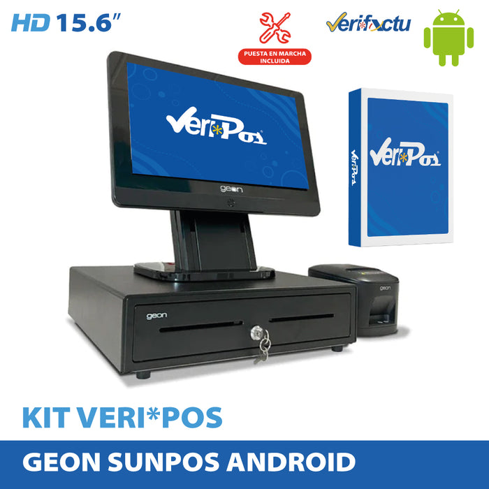 KIT TPV GEON SUNPOS ARM CORTEX-155/4GB/32GB/15.6" Android · VERI*POS