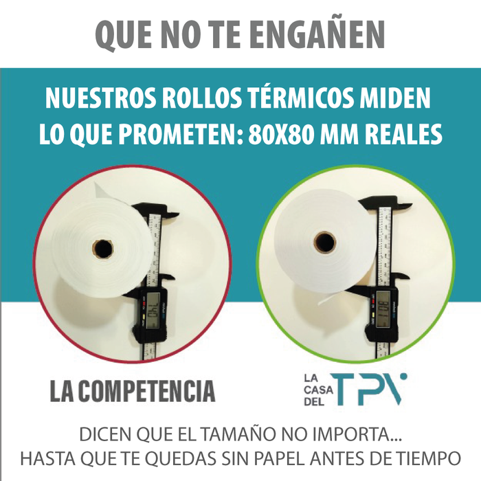 Caja 50 rollos papel térmico 80 x 80 x mm Sin Bisfenol