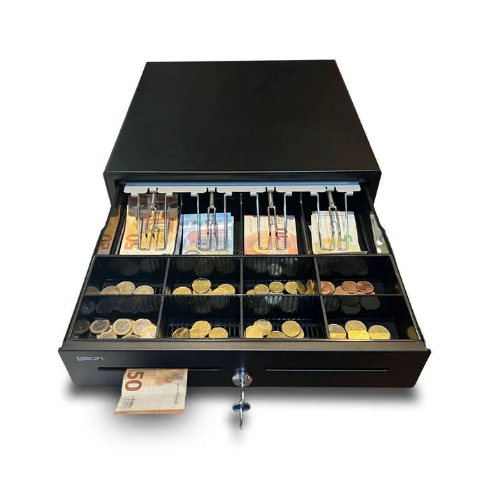 Cajón Portamonedas GEON Metal Cash Negro | 4C billetes | 8C monedas