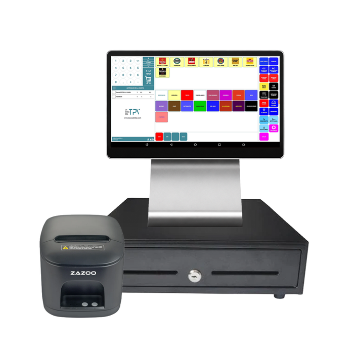 KIT TPV + EASY POS Windows LANDI Cx20SE Lite | Intel N97 | 8GB RAM | 256GB | 15" | Cajón + Impresora