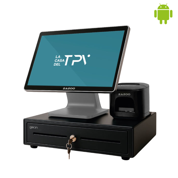 Pack TPV Android ZAZOO TC9 | Octa-Core | 8GB RAM | 128GB | 15.6” | GMS | Cajón + Impresora