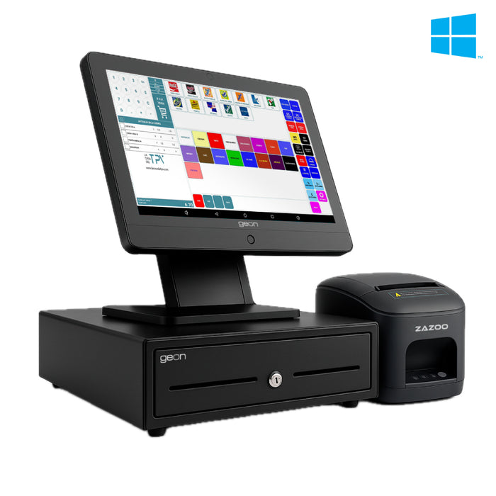 KIT TPV + EASY POS Windows GEON SUNPOS i3 | Intel i3-1215U | 8GB RAM | 128GB | 15.6” | Cajón + Impresora