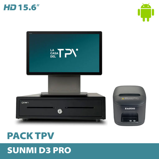 Pack TPV TÁCTIL 15,6" SUNMI D3 PRO ANDROID