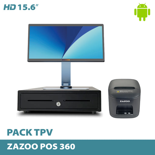 Pack TPV Tactil 15" ZAZOO Pos 360 4 GB Ram / 64 GB Android
