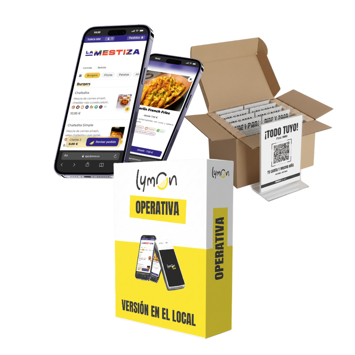 Licencia de Lymon Operativa "EN EL LOCAL" con 30 días de prueba + puesta en marcha + 25 peanas en T   QR Lymon estándar