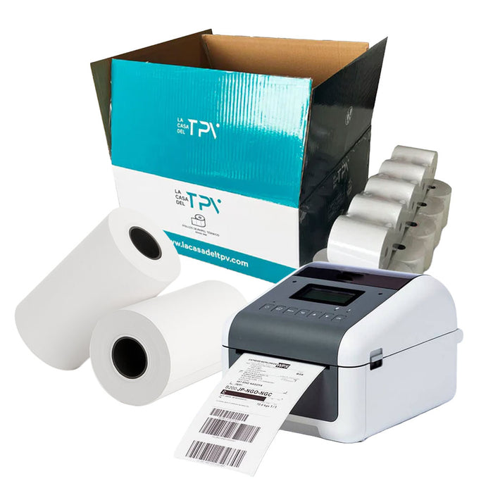 PAPEL TÉRMICO ADHESIVO (CON CORTE) | 50 ROLLOS | 80 x 80 mm | Sin Bisfenol