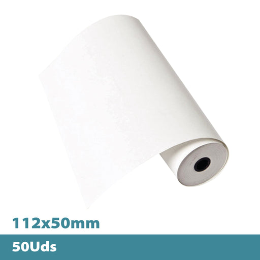 Caja 50 rollos papel térmico SIN BISFENOL 112 x 50 mm 60gr
