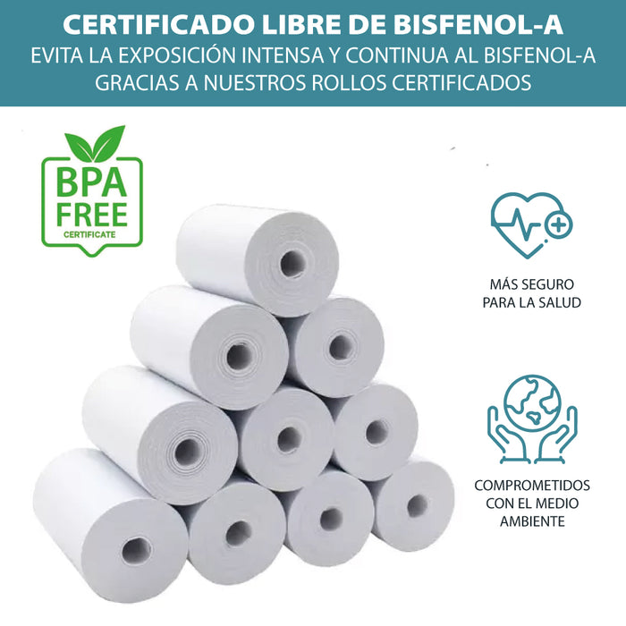Caja 50 rollos papel térmico SIN BISFENOL 112 x 50 mm 60gr
