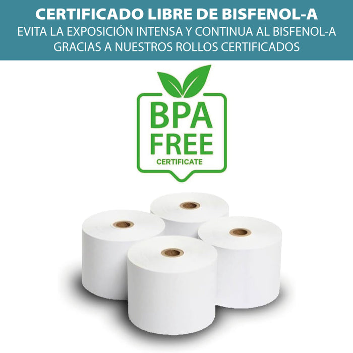 PAPEL TÉRMICO | 100 ROLLOS | 57 x 40 mm | Sin Bisfenol