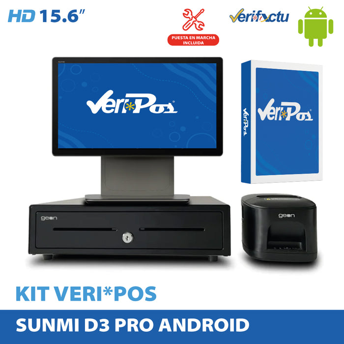 Kit SUNMI D3 PRO GMS: SUNMI D3 PRO Qualcomm hexacore/4GB/64GB/15,6" · VERI*POS