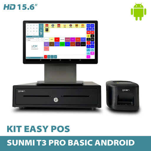 KIT TPV + EASY POS Android SUNMI T3 Pro | Octa-Core | 6GB RAM | 128GB | 15.6" | GMS | Cajón + Impresora