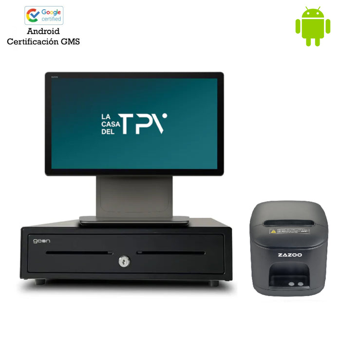 Pack TPV Android SUNMI T3 PRO | Octa-Core Qualcomm | 6GB RAM | 128GB | 15.6" | GMS | Cajón + Impresora