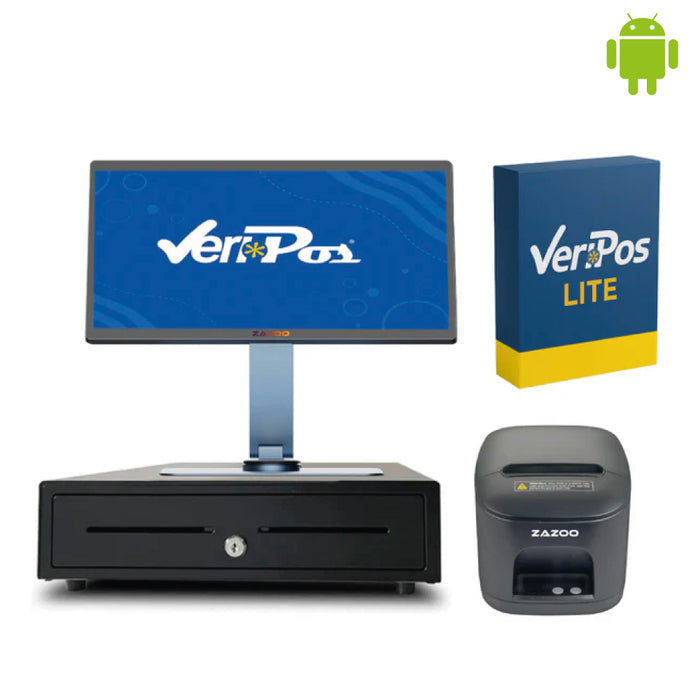 KIT TPV + Veri*POS Android ZAZOO 360 | RK3566 Quad-Core | 4GB RAM | 64GB | 15" | Cajón + Impresora