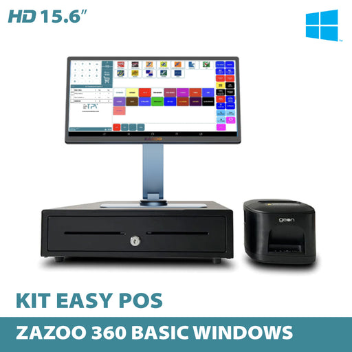 KIT TPV + EASY POS Windows GEON 360 | Quad-Core J4125 | 8GB RAM | 128GB SSD | 15" | Cajón + Impresora