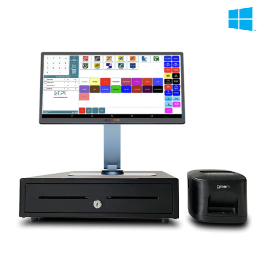 KIT TPV + EASY POS Windows GEON 360 | Quad-Core J4125 | 8GB RAM | 128GB SSD | 15" | Cajón + Impresora