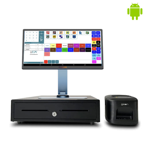 KIT TPV + EASY POS Android ZAZOO POS 360 | Quad-Core RK3566 | 4GB RAM | 64GB | 15" | GMS | Cajón + Impresora