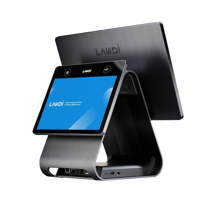 LANDI C20 Pro SE 8591G-00-- con pantalla cliente Premium CFD de 10,1 pulgadas, cámara QR y NFC, vista trasera