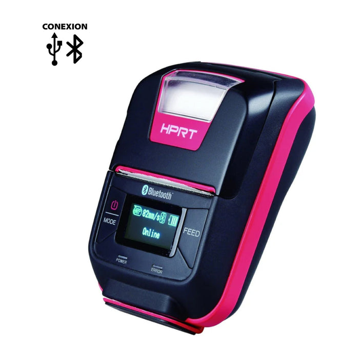 Impresora HPRT HM-E200 — vista principal con indicación de conexiones
