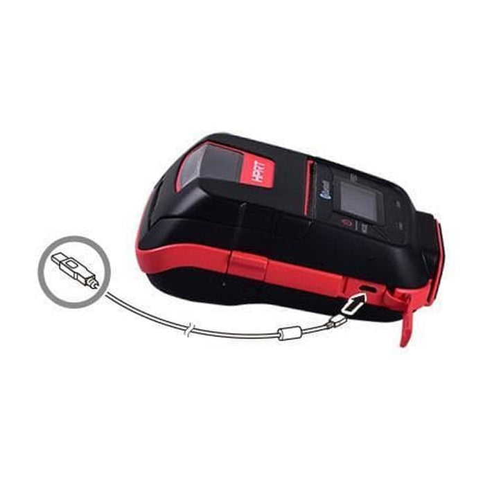 Impresora HPRT HM-E200 — vista lateral con correa