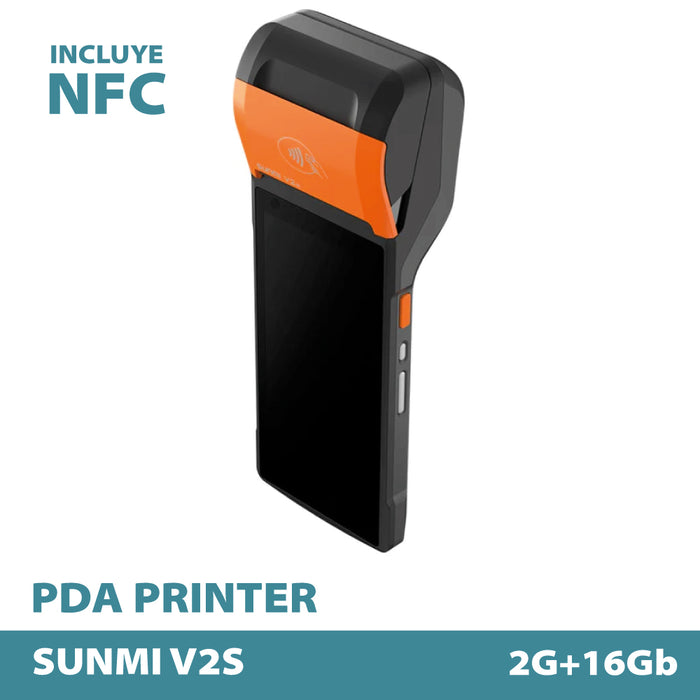 SUNMI V2S – P06060002 – A11, 2GB+16GB, 5MP REAR+2MP FRONT CAMERAS, WIFI, 4G, PRINTER + LABEL PRINTER, NFC