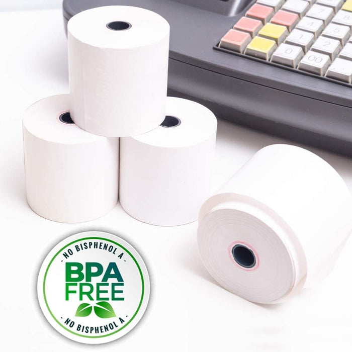 Caja de 80 rollos papel térmico  57 x 55 mm Sin Bisfenol